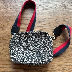 CLARE V Midi Sac Leather Mini Cat Leopard Animal Print Crossbody Bag w Strap